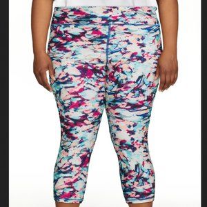 Avia Plus Size 4X Watercolor Print Cropped Active Legging